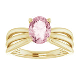 14K Gold Oval Natural Pink Morganite Solitaire Negative Space Ring - Yellow Gold - view 3