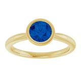 10K Gold Oval Lab-Grown Blue Sapphire Bezel-Set Solitaire Ring - Yellow Gold - view 3