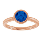 14K Gold Oval Lab-Grown Blue Sapphire Bezel-Set Solitaire Ring - Rose Gold - view 3
