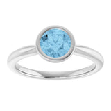 10K Gold Oval Natural Sky Blue Topaz Bezel-Set Solitaire Ring - White Gold - view 3
