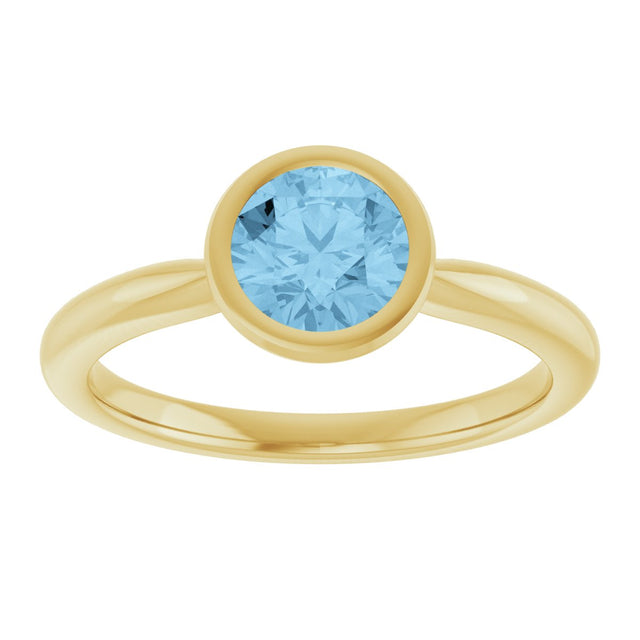 10K Gold Oval Natural Sky Blue Topaz Bezel-Set Solitaire Ring - Yellow Gold - view 3