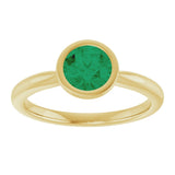 10K Gold Oval Lab-Grown Emerald Bezel-Set Solitaire Ring - Yellow Gold - view 3