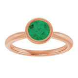 14K Gold Oval Lab-Grown Emerald Bezel-Set Solitaire Ring - Rose Gold - view 3
