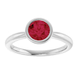 10K Gold Oval Lab-Grown Ruby Bezel-Set Solitaire Ring - White Gold - view 3