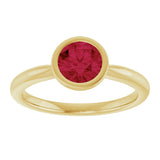 10K Gold Oval Lab-Grown Ruby Bezel-Set Solitaire Ring - Yellow Gold - view 3