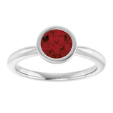 10K Gold Oval Natural Mozambique Garnet Bezel-Set Solitaire Ring - White Gold - view 3