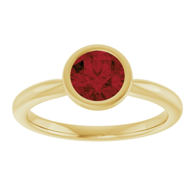 10K Gold Oval Natural Mozambique Garnet Bezel-Set Solitaire Ring - Yellow Gold - view 3