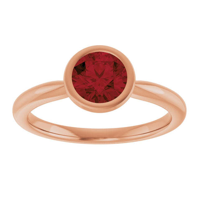 14K Gold Oval Natural Mozambique Garnet Bezel-Set Solitaire Ring – 6x4mm - Rose Gold - view 3
