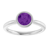10K Gold Oval Natural Amethyst Bezel-Set Solitaire Ring - White Gold - view 3