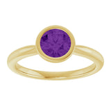10K Gold Oval Natural Amethyst Bezel-Set Solitaire Ring - Yellow Gold - view 3
