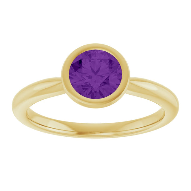 10K Gold Oval Natural Amethyst Bezel-Set Solitaire Ring - Yellow Gold - view 3