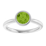 10K Gold Oval Natural Peridot Bezel-Set Solitaire Ring - White Gold - view 3