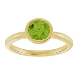 10K Gold Oval Natural Peridot Bezel-Set Solitaire Ring - Yellow Gold - view 3