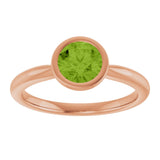 14K Gold Oval Natural Peridot Bezel-Set Solitaire Ring - Rose Gold - view 3