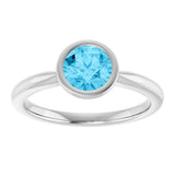 10K Gold Oval Natural Aquamarine Bezel-Set Solitaire Ring - White Gold - view 3