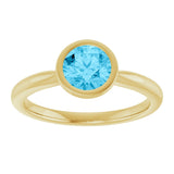 10K Gold Oval Natural Aquamarine Bezel-Set Solitaire Ring - Yellow Gold - view 3