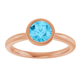 14K Gold Oval Natural Aquamarine Bezel-Set Solitaire Ring - Rose Gold - view 3