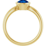 10K Gold Oval Lab-Grown Blue Sapphire Bezel-Set Solitaire Ring - Yellow Gold - view 2