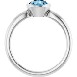 Platinum Oval Natural Sky Blue Topaz Bezel-Set Solitaire Ring - view 2