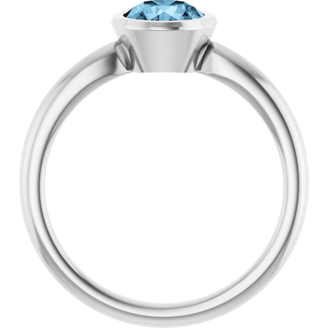 10K Gold Oval Natural Sky Blue Topaz Bezel-Set Solitaire Ring - White Gold - view 2