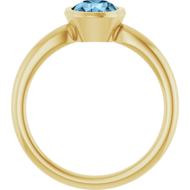 10K Gold Oval Natural Sky Blue Topaz Bezel-Set Solitaire Ring - Yellow Gold - view 2