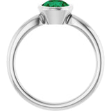 10K Gold Oval Lab-Grown Emerald Bezel-Set Solitaire Ring - White Gold - view 2