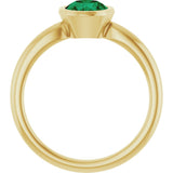 10K Gold Oval Lab-Grown Emerald Bezel-Set Solitaire Ring - Yellow Gold - view 2
