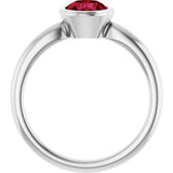 10K Gold Oval Lab-Grown Ruby Bezel-Set Solitaire Ring - White Gold - view 2