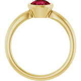 10K Gold Oval Lab-Grown Ruby Bezel-Set Solitaire Ring - Yellow Gold - view 2
