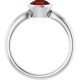 10K Gold Oval Natural Mozambique Garnet Bezel-Set Solitaire Ring - White Gold - view 2