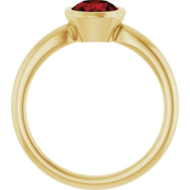 10K Gold Oval Natural Mozambique Garnet Bezel-Set Solitaire Ring - Yellow Gold - view 2