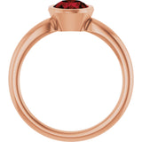 14K Gold Oval Natural Mozambique Garnet Bezel-Set Solitaire Ring – 6x4mm - Rose Gold - view 2