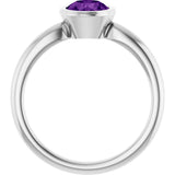 10K Gold Oval Natural Amethyst Bezel-Set Solitaire Ring - White Gold - view 2
