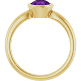 10K Gold Oval Natural Amethyst Bezel-Set Solitaire Ring - Yellow Gold - view 2