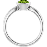 10K Gold Oval Natural Peridot Bezel-Set Solitaire Ring - White Gold - view 2