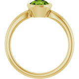 10K Gold Oval Natural Peridot Bezel-Set Solitaire Ring - Yellow Gold - view 2