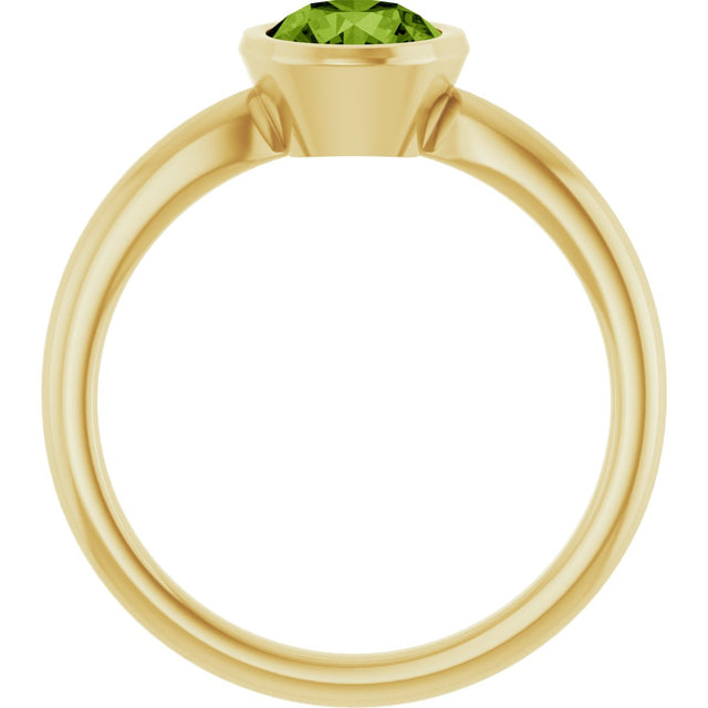 10K Gold Oval Natural Peridot Bezel-Set Solitaire Ring - Yellow Gold - view 2