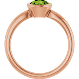 14K Gold Oval Natural Peridot Bezel-Set Solitaire Ring - Rose Gold - view 2
