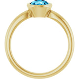 10K Gold Oval Natural Aquamarine Bezel-Set Solitaire Ring - Yellow Gold - view 2