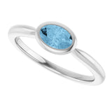 10K Gold Oval Natural Sky Blue Topaz Bezel-Set Solitaire Ring - White Gold - view 5