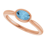 14K Gold Oval Natural Sky Blue Topaz Bezel-Set Solitaire Ring - Rose Gold - view 5