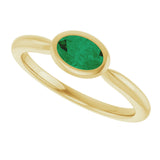 10K Gold Oval Lab-Grown Emerald Bezel-Set Solitaire Ring - Yellow Gold - view 5