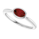 10K Gold Oval Natural Mozambique Garnet Bezel-Set Solitaire Ring - White Gold - view 5