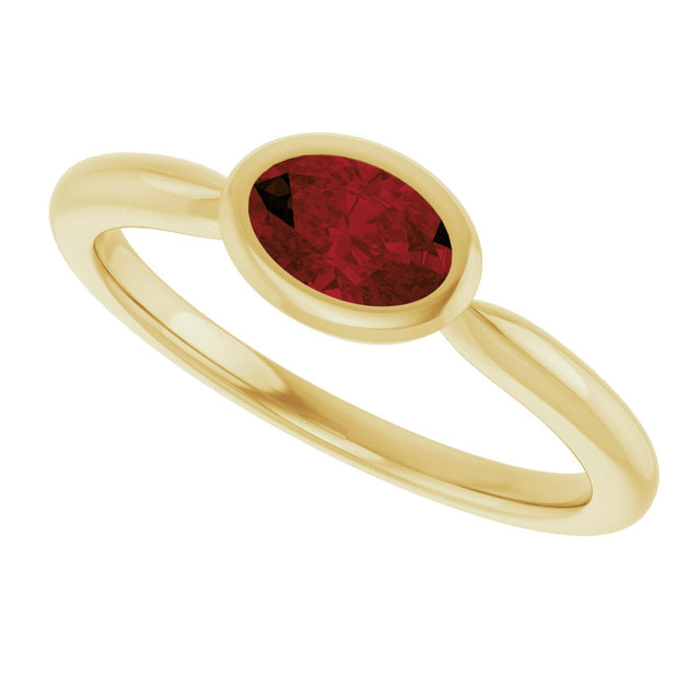 10K Gold Oval Natural Mozambique Garnet Bezel-Set Solitaire Ring - Yellow Gold - view 5