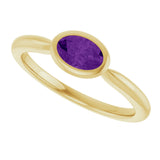 10K Gold Oval Natural Amethyst Bezel-Set Solitaire Ring - Yellow Gold - view 5