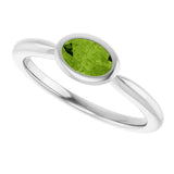10K Gold Oval Natural Peridot Bezel-Set Solitaire Ring - White Gold - view 5