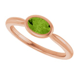 14K Gold Oval Natural Peridot Bezel-Set Solitaire Ring - Rose Gold - view 5