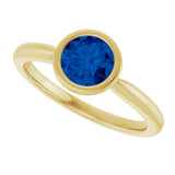 10K Gold Oval Lab-Grown Blue Sapphire Bezel-Set Solitaire Ring - Yellow Gold - view 5