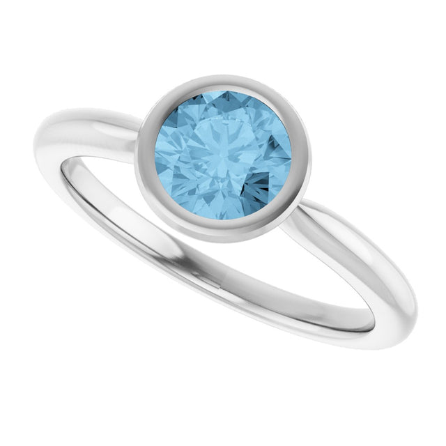 10K Gold Oval Natural Sky Blue Topaz Bezel-Set Solitaire Ring - White Gold - view 5