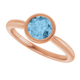 14K Gold Oval Natural Sky Blue Topaz Bezel-Set Solitaire Ring - Rose Gold - view 5
